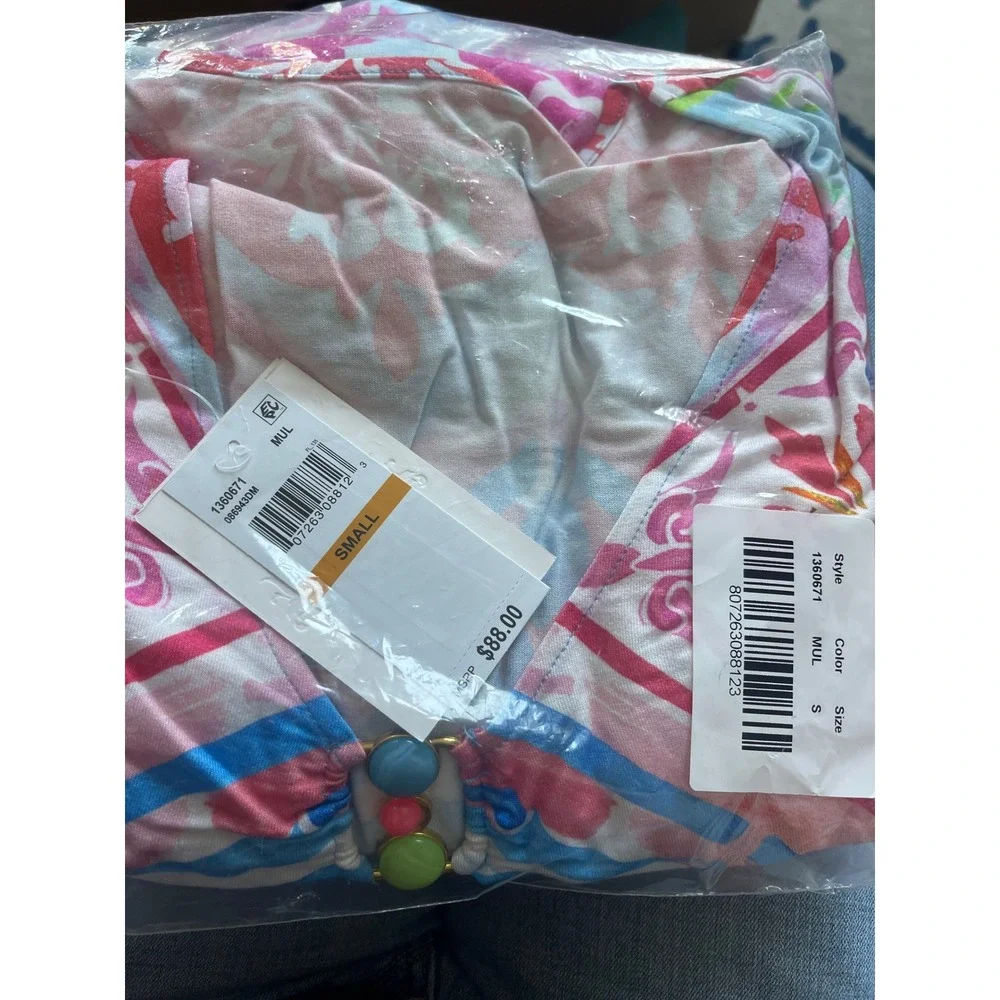 Becca Mijas Keyhole Ring Plunge Neck Tunic Swim‎ Cover-Up Women's Size Small